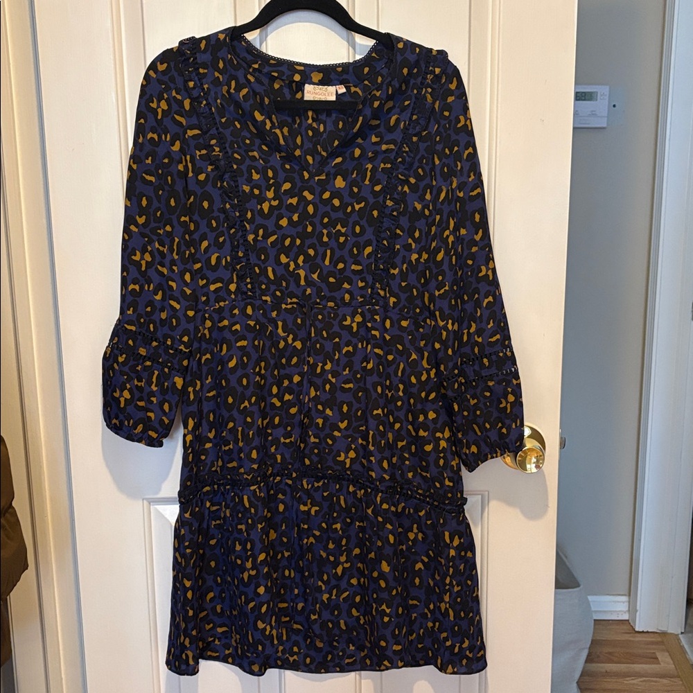Rungolee | Navy Blue Leopard Print Dress